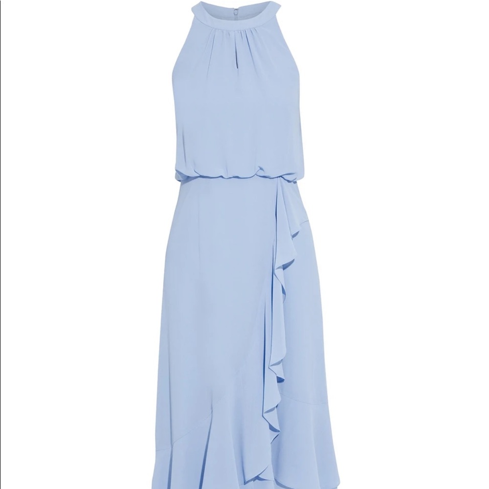 IRIS&INK EUCALYPTUS ASYMMETRIC GEORGETTE DRESS